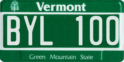 VT license plate BYL100