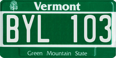 VT license plate BYL103