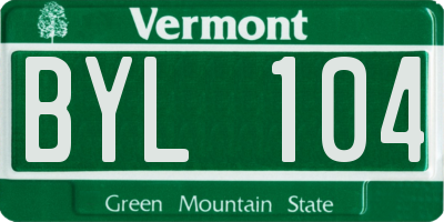 VT license plate BYL104