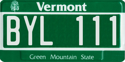 VT license plate BYL111