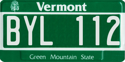 VT license plate BYL112