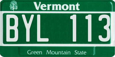VT license plate BYL113