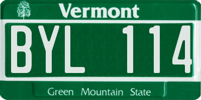 VT license plate BYL114