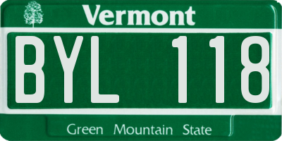 VT license plate BYL118