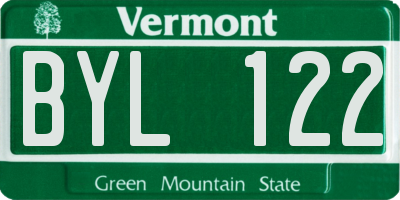 VT license plate BYL122