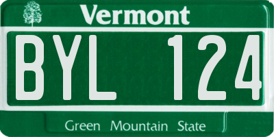 VT license plate BYL124