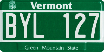 VT license plate BYL127