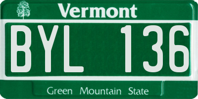 VT license plate BYL136