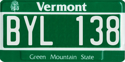 VT license plate BYL138