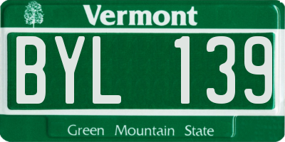 VT license plate BYL139