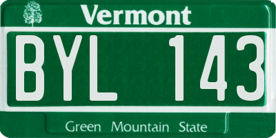 VT license plate BYL143
