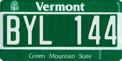 VT license plate BYL144