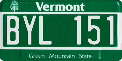 VT license plate BYL151