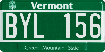 VT license plate BYL156