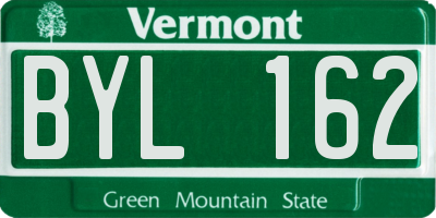 VT license plate BYL162