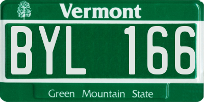 VT license plate BYL166