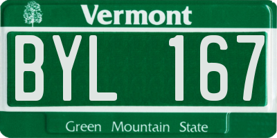 VT license plate BYL167