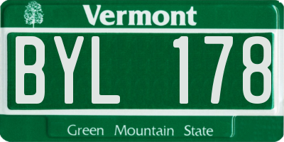 VT license plate BYL178