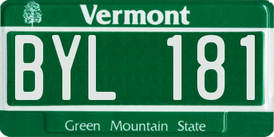 VT license plate BYL181