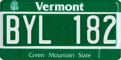 VT license plate BYL182