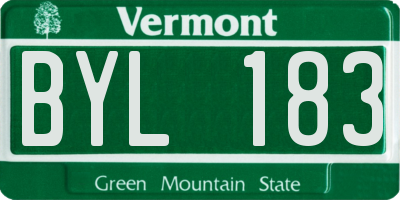 VT license plate BYL183