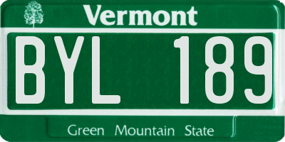 VT license plate BYL189