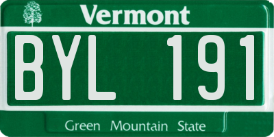 VT license plate BYL191