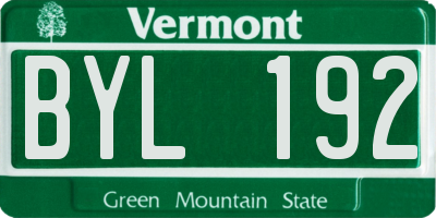 VT license plate BYL192