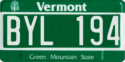 VT license plate BYL194