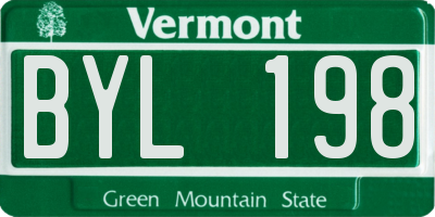 VT license plate BYL198