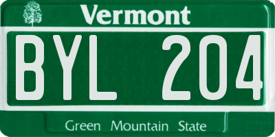 VT license plate BYL204