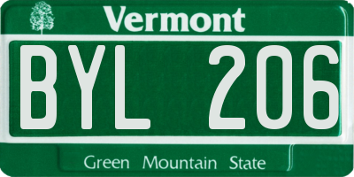 VT license plate BYL206