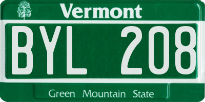VT license plate BYL208