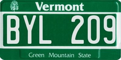 VT license plate BYL209