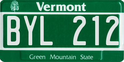 VT license plate BYL212