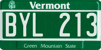 VT license plate BYL213