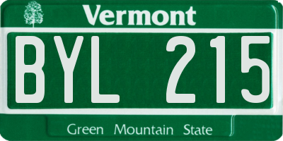 VT license plate BYL215