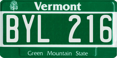 VT license plate BYL216