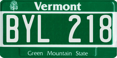 VT license plate BYL218