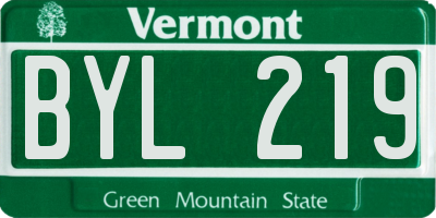 VT license plate BYL219