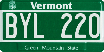 VT license plate BYL220