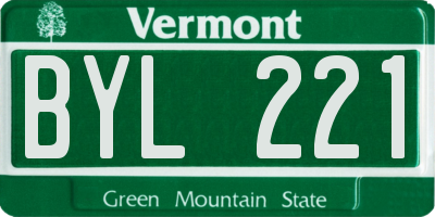 VT license plate BYL221