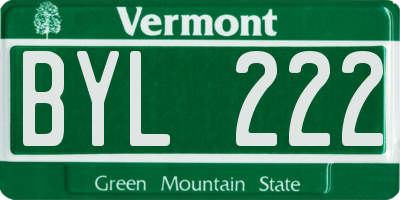 VT license plate BYL222