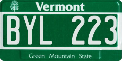 VT license plate BYL223