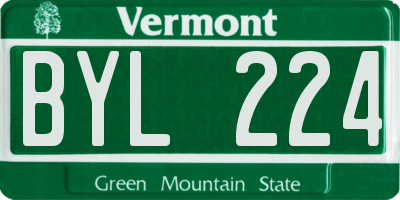 VT license plate BYL224