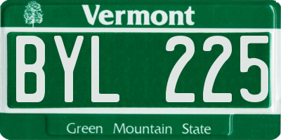 VT license plate BYL225