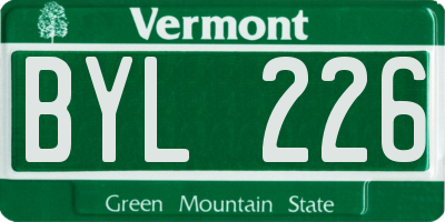 VT license plate BYL226