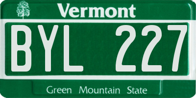 VT license plate BYL227
