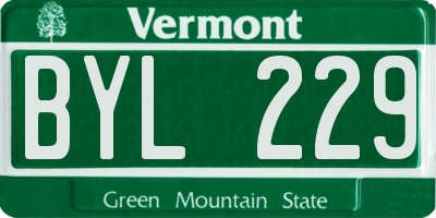 VT license plate BYL229