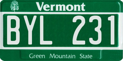 VT license plate BYL231